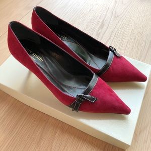 Kate Spade red & black suede kitten heels - sale!
